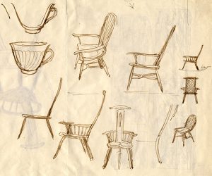バーナード・リーチの椅子のデザイン画