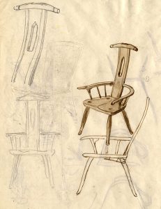 バーナード・リーチの椅子のデザイン画